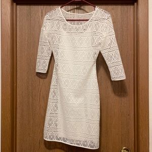 Express White Slip and Lace Overlay Dress.